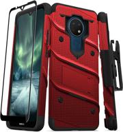 zizo bolt series for nokia c5 endi case with screen protector kickstand holster lanyard - red &amp logo