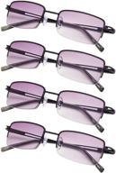 👓 half-rim reading glasses 4-pack for men and women | metal frame with spring hinges | trendy unisex readers logo