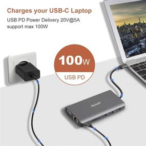 img 2 attached to 🔌 Alxum 8-in-1 USB C Hub Adapter for MacBook/Pro/Air, with Ethernet, 4K HDMI, VGA, 100W Power Delivery, 2 USB 3.0, SD Card Reader, Audio Port - For Chromebook and other USB C laptops