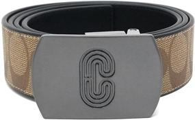 img 4 attached to 👔 Reversible Mens Plaque Buckle Coach Belt