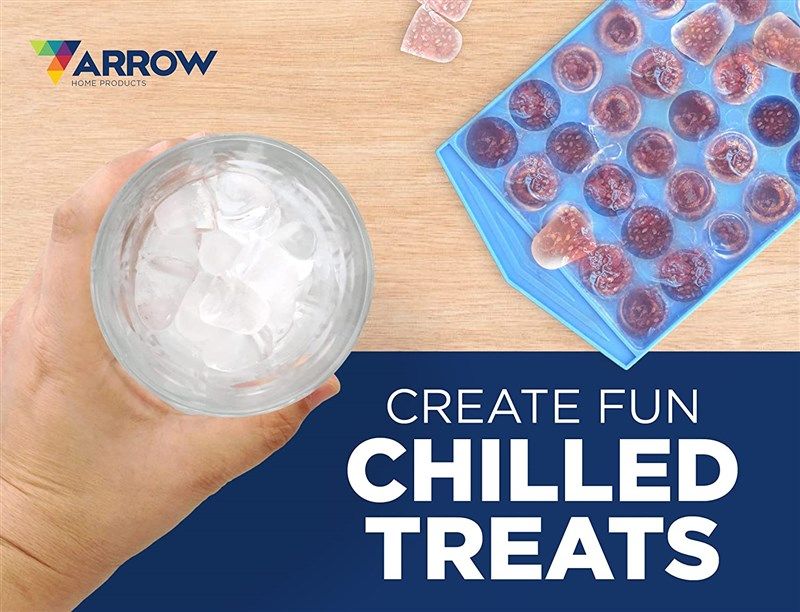 Arrow Small Ice Cube Trays for Freezer, 3 Pack, with Ice Bin - 60 Mini  Cubes Per Tray, 180 Cubes Total - Made in the USA, BPA Free - Ideal Small  Ice