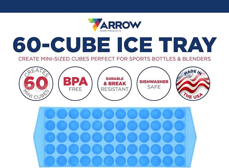  Arrow Small Ice Cube Trays for Freezer, Ice Coffee and  Blenders, 3 Pack, 60 Mini Cubes Per Tray, 180 Total, Made in the USA, BPA  Free Plastic, Ideal, Blue: Home & Kitchen