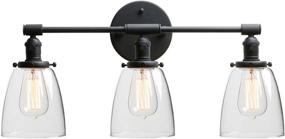 img 3 attached to 💡 BAYCHEER Vintage Wall Sconce with Clear Glass Shade - 3 Lights Vanity Lighting Fixture | LED Edison Bulbs Included | Ideal for Bathroom, Dressing Room, Bedroom - Black