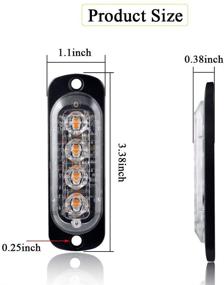 img 3 attached to 🚨 Sidaqi Amber Strobe Lights: Ultra Slim Flashing Grille Warning Beacon for Vehicles - Waterproof, 4-LED, Deck Dash Grill Police Light - 12-24V, Pack of 4