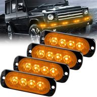 🚨 sidaqi amber strobe lights: ultra slim flashing grille warning beacon for vehicles - waterproof, 4-led, deck dash grill police light - 12-24v, pack of 4 logo