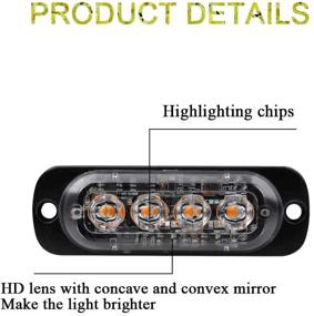 img 2 attached to 🚨 Sidaqi Amber Strobe Lights: Ultra Slim Flashing Grille Warning Beacon for Vehicles - Waterproof, 4-LED, Deck Dash Grill Police Light - 12-24V, Pack of 4