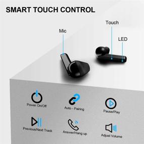 img 4 attached to 🎧 Беспроводные наушники с долгим временем работы - Bluetooth 5.0 стерео наушники с аккумуляторными корпусами, встроенным микрофоном - Беспроводные наушники с 30 часами автономной работы