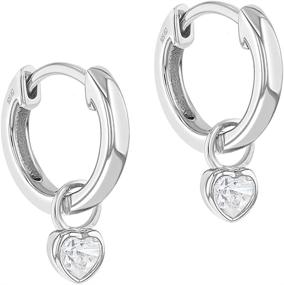 img 3 attached to 👧 12mm Petite CZ Birthstone Heart Hoop Earrings in 925 Sterling Silver - Simulated Birthstone Earrings for Young Girls - Beautiful Cubic Zirconia Earrings for Girls