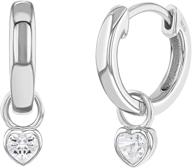 👧 12mm petite cz birthstone heart hoop earrings in 925 sterling silver - simulated birthstone earrings for young girls - beautiful cubic zirconia earrings for girls logo