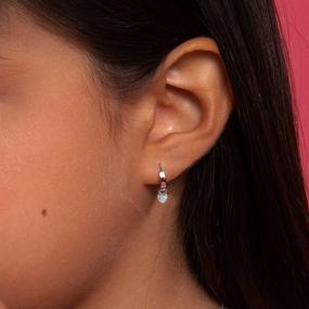 img 2 attached to 👧 12mm Petite CZ Birthstone Heart Hoop Earrings in 925 Sterling Silver - Simulated Birthstone Earrings for Young Girls - Beautiful Cubic Zirconia Earrings for Girls