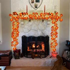 img 1 attached to 🍁 Vibrant 4 Pack Maple Leaf Garland String Lights for Indoor Outdoor - 40ft with 80 LED Battery Operated Fall Decorations - Perfect Home Fireplace Harvest Fall/Halloween Decor