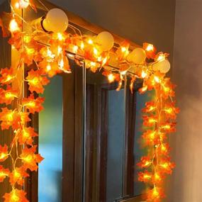 img 2 attached to 🍁 Vibrant 4 Pack Maple Leaf Garland String Lights for Indoor Outdoor - 40ft with 80 LED Battery Operated Fall Decorations - Perfect Home Fireplace Harvest Fall/Halloween Decor