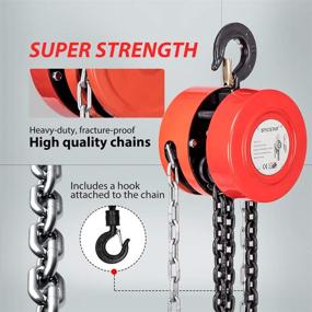 img 2 attached to 🏋️ SPECSTAR 10ft Manual Hand Chain Block Hoist: 1-Ton Capacity Red | 2 Hooks for Lifting