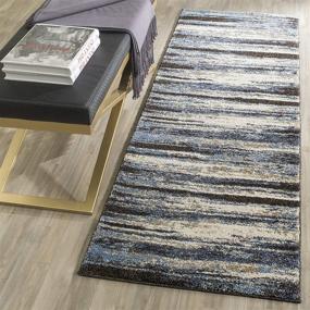 img 3 attached to 🏠 SAFAVIEH Retro Collection RET2138 Abstract Modern Runner Rug, Cream/Blue, for Living Room, Entryway, Foyer, Hallway, Bedroom - 2'3" x 7' size, Non-Shedding