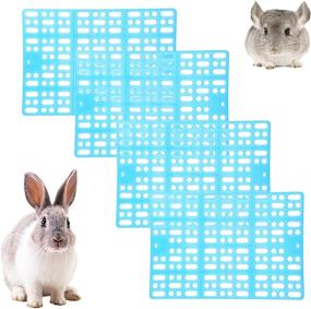 img 4 attached to Rabbit Feet Pad Plastic Bunny Cage Floor Mat - Leakproof Resting Hole Design for Small Animals - Hamster, Rat, Chinchilla, Guinea Pig, Cats, Dogs - Set of 4