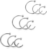 👃 udalyn stainless steel nose ring hoop earrings: stylish body jewelry for women logo