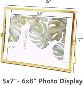 img 3 attached to 🖼️ Vintage Style Floating Glass Frame: Metal Geometric Picture Frame Collection with Double Glass & Desk Stand - 5x7" to 6x8" Photo Display (Horizontal-Gold)