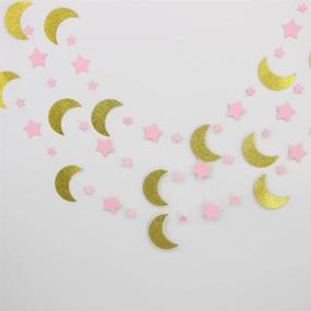 img 1 attached to 🌙 Pink Gold Moon and Stars Garland: Stunning Nursery Room Decoration - 20 Feet