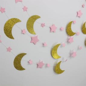 img 2 attached to 🌙 Pink Gold Moon and Stars Garland: Stunning Nursery Room Decoration - 20 Feet