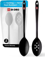 🥄 di oro seamless series 2-piece silicone spoon set - heat-resistant rubber non-stick serving spoons - lfgb certified, bpa free - black logo