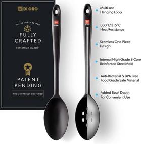 img 2 attached to 🥄 DI ORO Seamless Series 2-Piece Silicone Spoon Set - Heat-Resistant Rubber Non-Stick Serving Spoons - LFGB Certified, BPA Free - Black