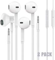 🎧 premium 2pack wired earphones with microphone - iphone, samsung, android, laptop, chromebook, ipad compatible logo