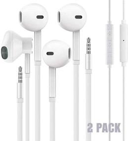 img 3 attached to 🎧 Premium 2PACK Wired Earphones with Microphone - iPhone, Samsung, Android, Laptop, Chromebook, iPad Compatible