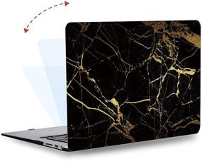 img 2 attached to 🖥️ One Micron Case and Keyboard Cover for MacBook Air 13.3 Inch A1369/A1466 (2010-2017), Black Gold Marble Design - Durable Hardshell