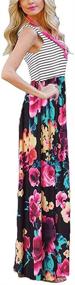 img 2 attached to Floral Print Bohemian Striped Maxi Dresses - Stylish Sleeveless Women's Casual Attire with Pockets