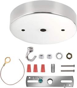 img 1 attached to 🔒 ZOOSSI 5-Inch Steel Light Canopy Kit: Vintage Chandelier Ceiling Plate with Hook – Complete Hardware Set for Pendant Lights or Chandeliers, Polished Nickel Finish