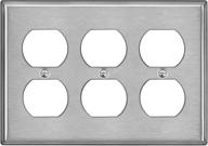 🔲 industrial grade stainless steel wall plate: bestten 3-gang duplex switch cover, durable metal, brushed finish, silver logo