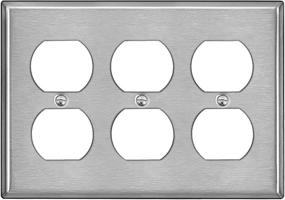 img 4 attached to 🔲 Industrial Grade Stainless Steel Wall Plate: BESTTEN 3-Gang Duplex Switch Cover, Durable Metal, Brushed Finish, Silver