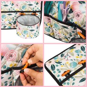 img 1 attached to 🌸 Floral Sewing Machine Pad Organizer with Pockets - Water-Resistant Mat for Sewing Machine Accessories - Beige Background