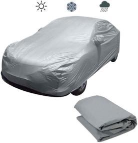 img 4 attached to 🚗 SAKAKI Car Cover Outdoor Full Protection | UV, Windproof, Dustproof, Scratch Resistant | Universal Sedan Size 175"-190" | Silver