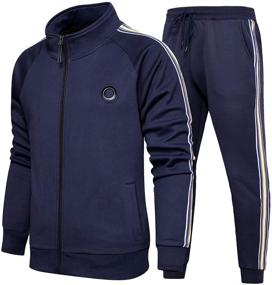img 4 attached to Tracksuit Full Zip Jogging Running Training Men's Clothing