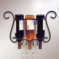 j&amp;j wire wall mounted 3-bottle wine rack and glass holder логотип