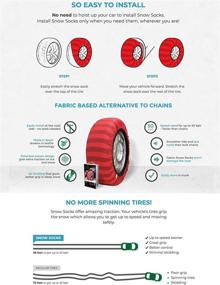 img 1 attached to 🌨️ ISSE Снежные носки с регулируемой подачей усиленной обтекаемости колесного покрытия для автомобилей. Альтернатива цепям от скольжения. Помощь при зимнем трогании на снегу. Подходит для большинства автомобилей/внедорожников/грузовиков. 2 носка в упаковке (66)