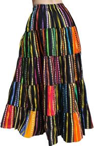 img 1 attached to 🌈 Full Funk Wide Full Maxi Skirt Africa Dashiki: Vibrant Patchwork Design & Comfy Elastic Waist