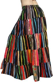 img 3 attached to 🌈 Full Funk Wide Full Maxi Skirt Africa Dashiki: Vibrant Patchwork Design & Comfy Elastic Waist