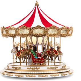 img 4 attached to 🎠 Regal Carousel Christmas Décor, Red - Mr. Christmas