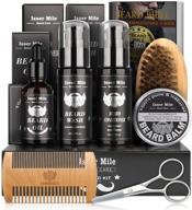 🧔 isner mile men's beard grooming kit - ideal gifts for him, dad, fathers, boyfriend - includes shampoo, conditioner, growth oil, balm softener, double-sided comb, bristle brush, and trimming scissors 1 logo