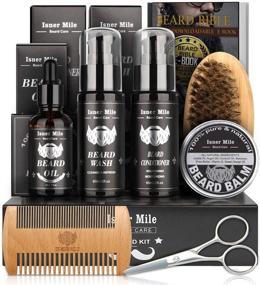 img 4 attached to 🧔 Isner Mile Men's Beard Grooming Kit - Ideal Gifts for Him, Dad, Fathers, Boyfriend - Includes Shampoo, Conditioner, Growth Oil, Balm Softener, Double-sided Comb, Bristle Brush, and Trimming Scissors 1