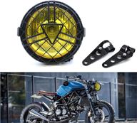 🏍️ enhanced safety and style: universal 6'' halogen motorcycle headlight with lampshade cover- retro design for cafe racer bobber chopper cg125 gn125 (yellow) logo