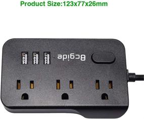 img 1 attached to 💡 Bcgide Tabletop Surge Protector Power Strip with 3 USB Ports, 3 Widely Spaced Outlets, 1.5m Extension Cord - Ideal for Home, Office, Travel, Dormitory