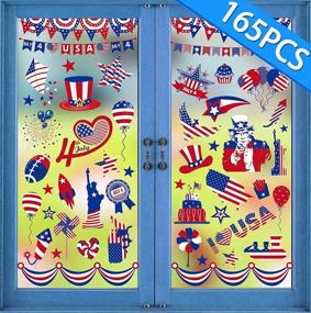 img 4 attached to 🎉 Vibrant 165PCS 4th of July Window Clings: Patriotic Red, White, and Blue Party Decorations, Independent Day Ornaments, and Supplies