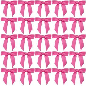 img 4 attached to 30pcs Hot Pink Satin Ribbon Bows - Ideal for Crafting, Sewing, Scrapbooking, Weddings, and Gift Wrapping - 7Rainbows Boutique