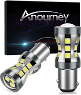 🔆 anourney 1157 led bulbs | upgraded 21smd 3030 chipsets | 2057 7528 bay15d | 6000k white | projector | car truck blinker reverse brake tail turn signal lights | pack of 2 logo