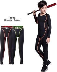 img 3 attached to TERODACO Compression Leggings Soccer Basketball Boys' Clothing for Pants