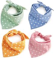 stylish fall dog bandanas - 4pcs soft cotton puppy kerchief set, comfortable and washable bibs 🐶 in pink, green, blue, and orange, great for small, medium, and large girl boy pups and cats logo