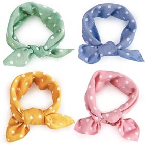 img 2 attached to Stylish Fall Dog Bandanas - 4PCS Soft Cotton Puppy Kerchief Set, Comfortable and Washable Bibs 🐶 in Pink, Green, Blue, and Orange, Great for Small, Medium, and Large Girl Boy Pups and Cats